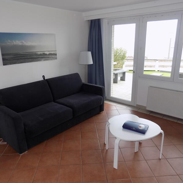 Erdgeschoss Schlafsofa und Terrasse